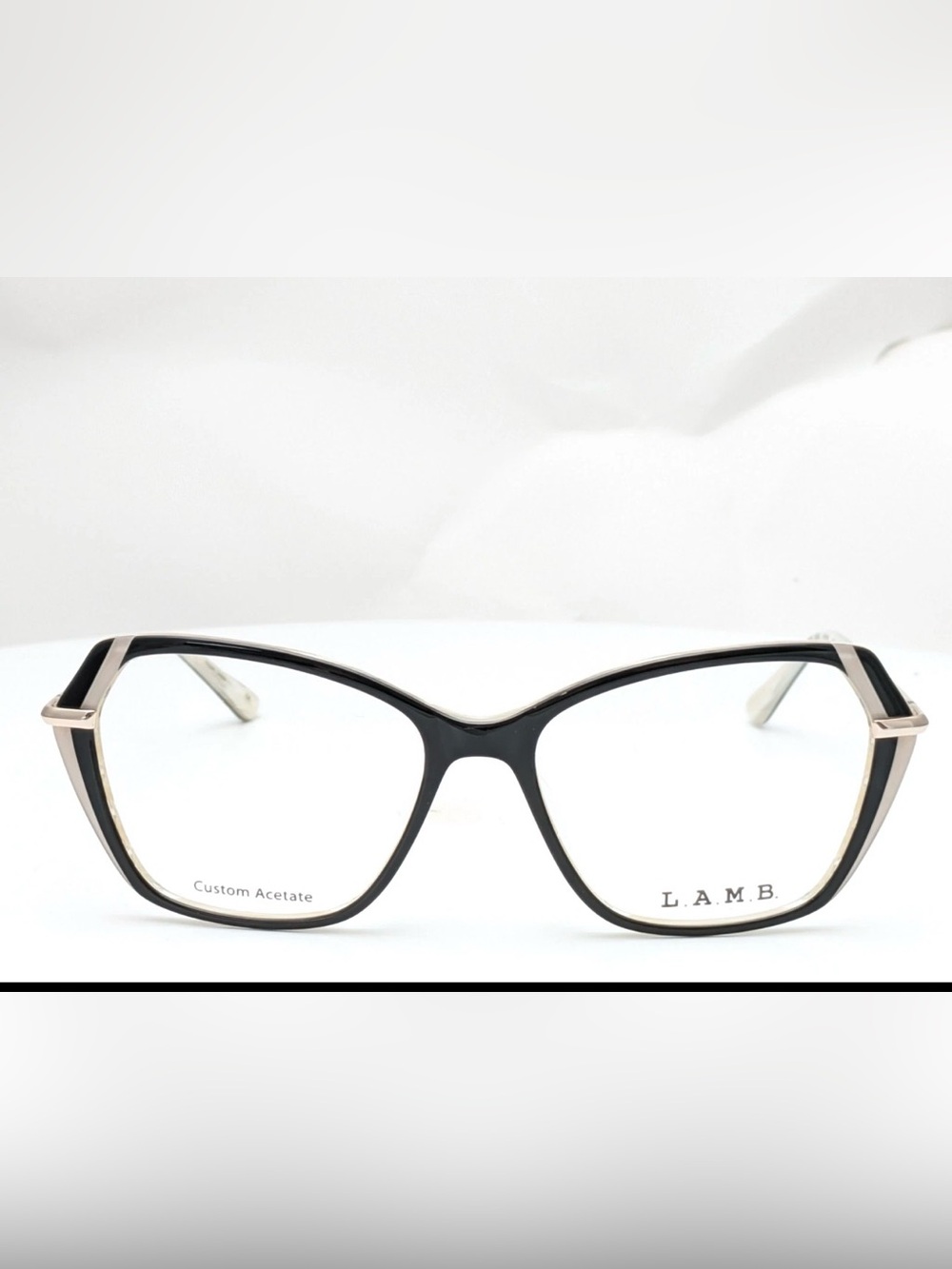 BRAND NEW
L.A.M.B. 143 55 eye Women’s Black and Gold Cat-Eye Eyeglass Frames